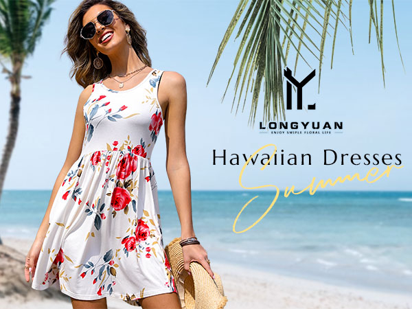 Rochie casual lejera pentru femei, peste genunchi, alba cu flori 2XL [7]