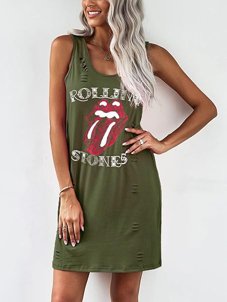 Rochie scurta casual, lejera pentru femei, fara maneci, verde cu model S [2]