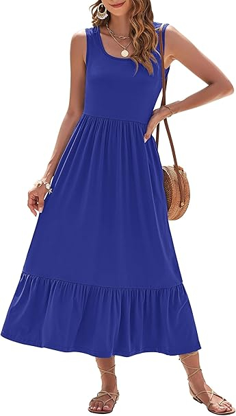 Rochie casual lejera pentru femei, peste genunchi, albastra 2XL [2]