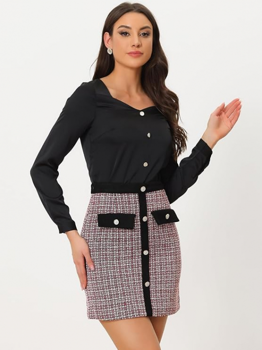 Fusta scurta pentru femei, casual, rosu, alb, negru M [3]