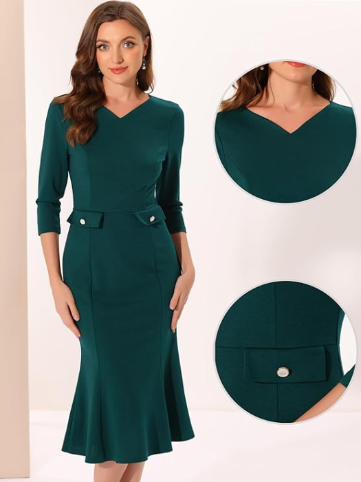 Rochie casual țesătură moale, respirabilă și confortabilă, Verde M [2]
