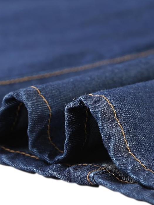 Rochie casual albastra din material textil tip jeans XL [5]