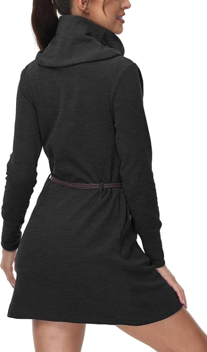 Rochie sport pentru femei deasupra la genunchi, mâneci lungi, gri inchis M [5]