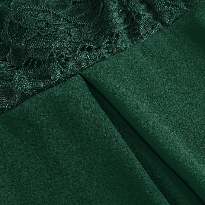 Rochie verde Damă Cocktail Midi din Dantelă, Croi A-Line, Decolteu în V, Mâneci Scurte, Elegantă, M [6]