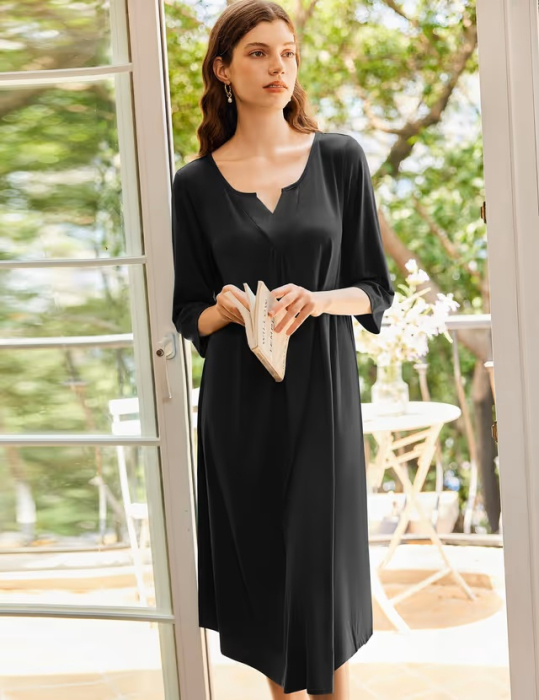 Rochie neagra de noapte, lejera, pentru femei, M [4]