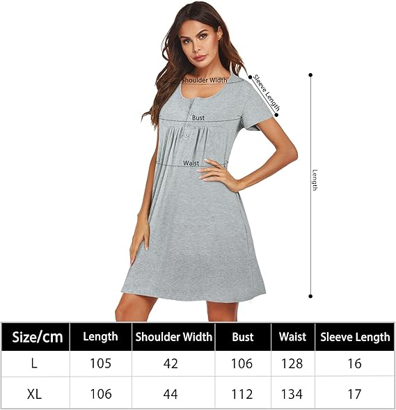 Rochie de noapte lejera, pentru femei, gri L [6]