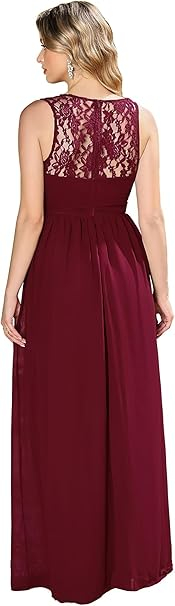 Rochie de seara lunga din sifon, fara maneci, Visinie marimea 40 [2]