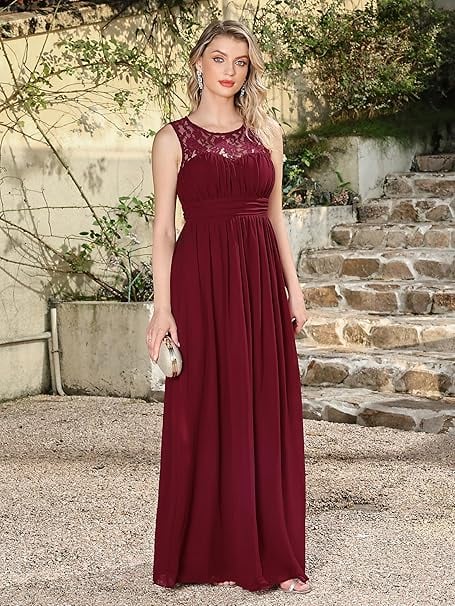 Rochie de seara lunga din sifon, fara maneci, Visinie marimea 38 [5]