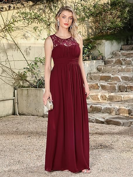 Rochie de seara lunga din sifon, fara maneci, Visinie marimea 40 [5]
