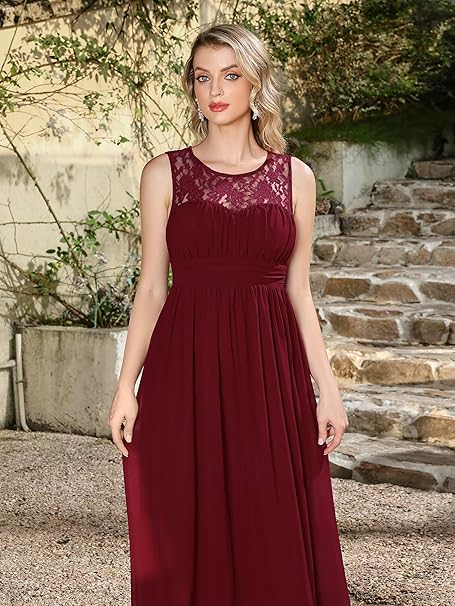 Rochie de seara lunga din sifon, fara maneci, Visinie marimea 40 [7]