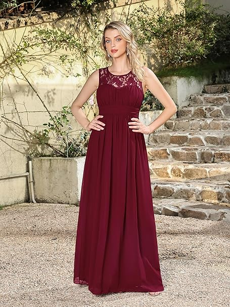 Rochie de seara lunga din sifon, fara maneci, Visinie marimea 40 [3]