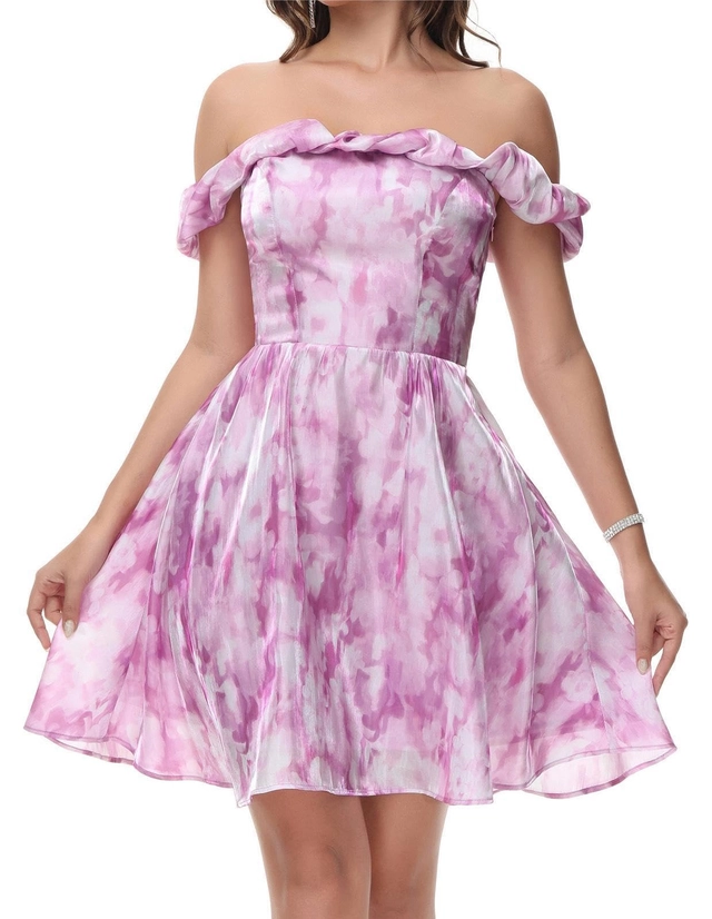 Rochie de vara peste genunchi  cu maneci lungi, mov M [1]