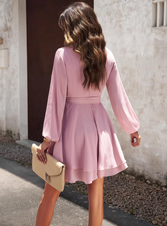 Rochie eleganta lunga deasupra la genunchi, cu mâneci lungi, ROZ L [2]