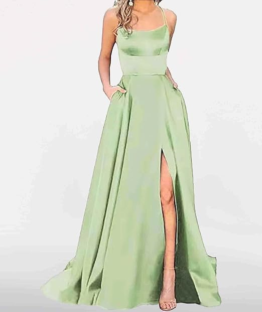 Rochie eleganta lunga din satin, fara maneci, talie supla, verde 2XL [2]