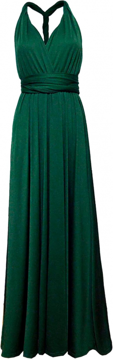 Rochie eleganta lunga, fara maneci, spate gol, talie inalta, Verde S [2]