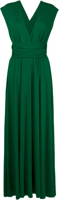 Rochie eleganta lunga, fara maneci, spate gol, talie inalta, Verde S [4]