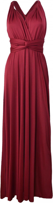 Rochie eleganta lunga, fara maneci, spate gol, talie inalta, rosie L [4]