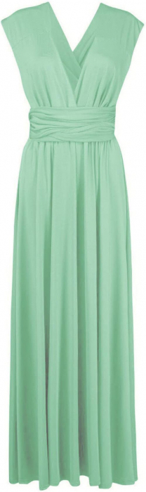 Rochie eleganta lunga, fara maneci, spate gol, talie inalta, verde deschis L [3]