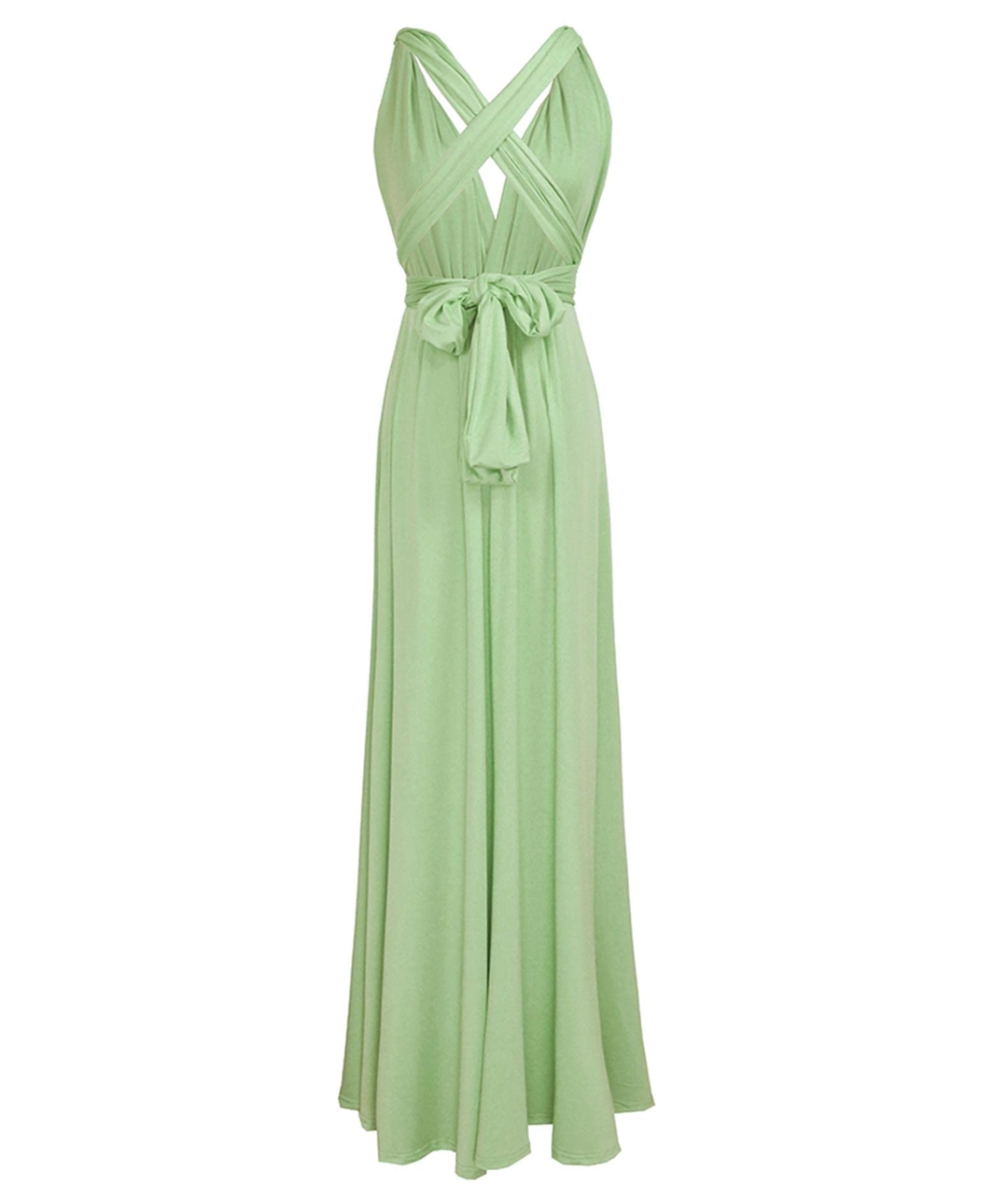 Rochie eleganta lunga, fara maneci, spate gol, talie inalta, verde deschis M [3]