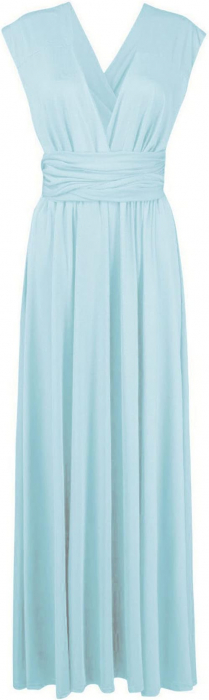 Rochie eleganta lunga, fara maneci, spate gol, talie inalta, Bleu S [3]