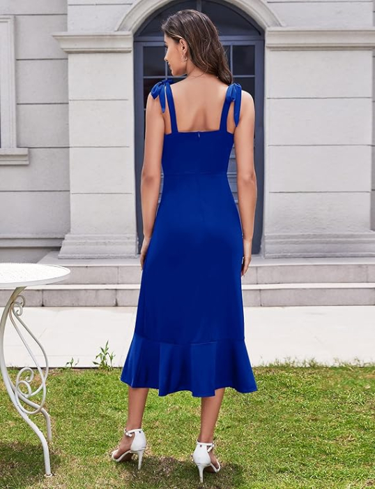 Rochie eleganta lunga, mulata pe corp, fara mâneci, albastra L [3]