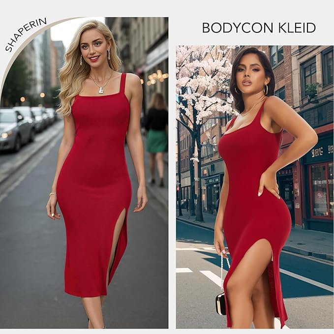 Rochie eleganta lunga, mulata pe corp, fără mâneci, Rosie 2XL [5]