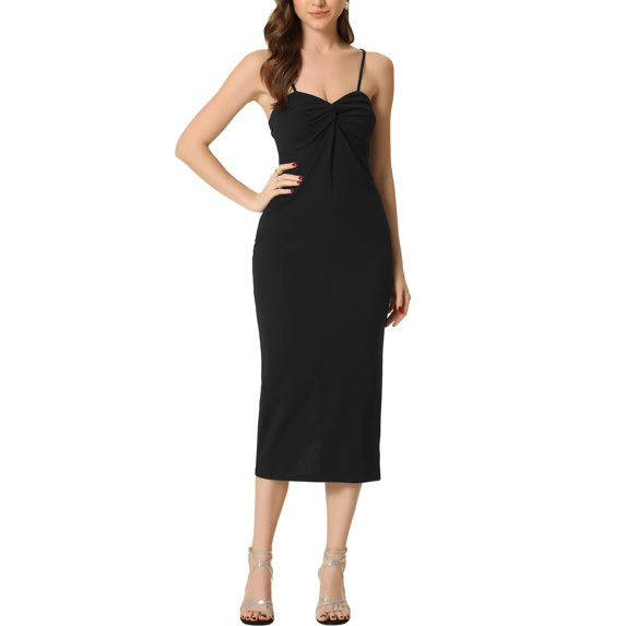 Rochie eleganta lunga, mulata pe corp, fără mâneci, Negru L [2]