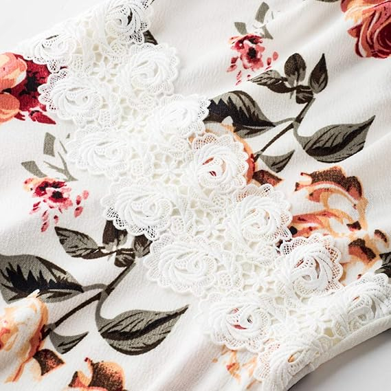Rochie eleganta lunga, mulata pe corp, fără mâneci, alba cu flori, XL [4]