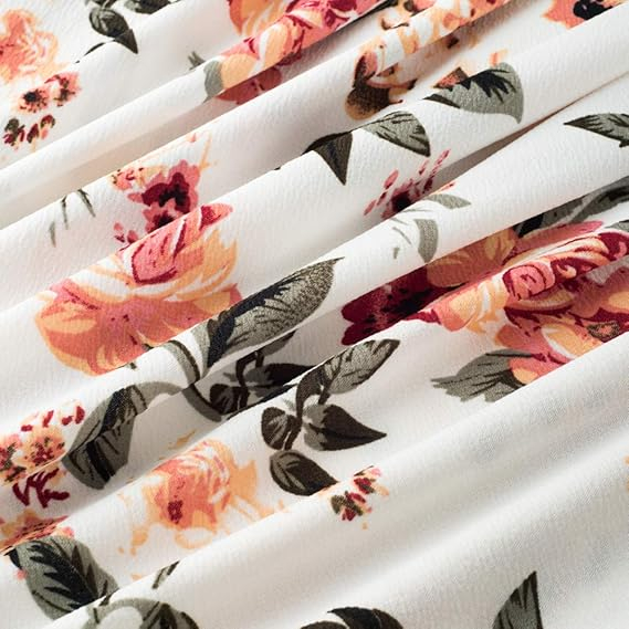 Rochie eleganta lunga, mulata pe corp, fără mâneci, alba cu flori, XL [5]