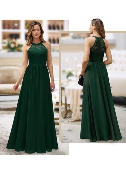 Rochie eleganta lunga, fara mâneci, dantela si sifon 2XL [2]