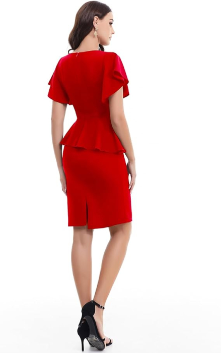 Rochie eleganta deasupra la genunchi, mulata pe corp, mâneci scurte M [4]