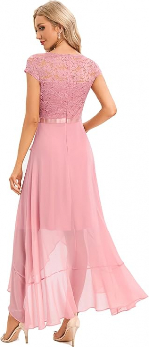 Rochie eleganta lunga peste genunchi, mulata pe corp, fara mâneci Roz, 3XL [2]