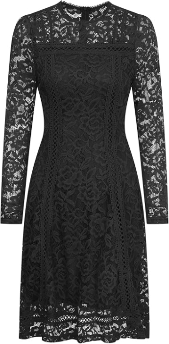 Rochie eleganta neagra de vara,lungime peste genunchi, decolteu in rotund, maneci lungi XL [7]