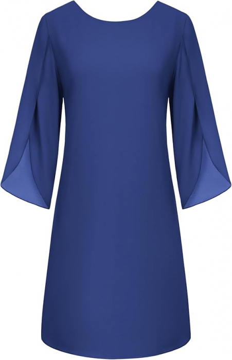 Rochie eleganta, peste genunchi, mâneci 3/4, albastru M [5]