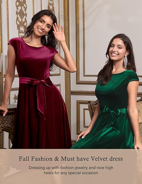 Rochie eleganta, peste genunchi, fara mâneci , verde catifea XL [3]
