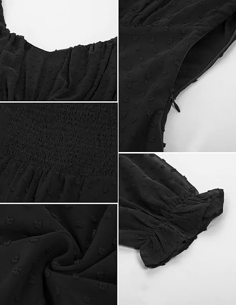 Rochie eleganta, peste genunchi, mâneci lungi, neagra, dantela S [4]
