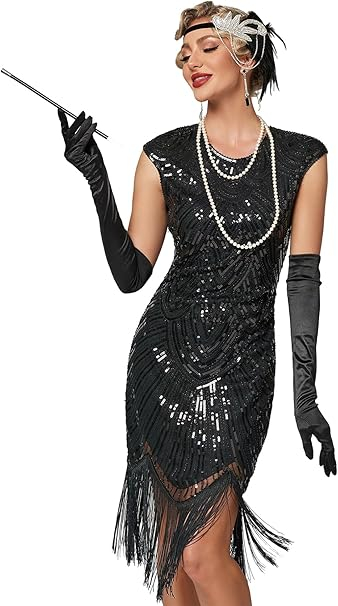 Rochie eleganta scurta, mulata pe corp, fara mâneci, neagra cu paiete 2XL [2]