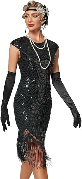 Rochie eleganta scurta, mulata pe corp, fara mâneci, neagra cu paiete 2XL [4]