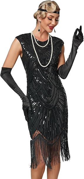 Rochie eleganta scurta, mulata pe corp, fara mâneci, neagra cu paiete 2XL [3]