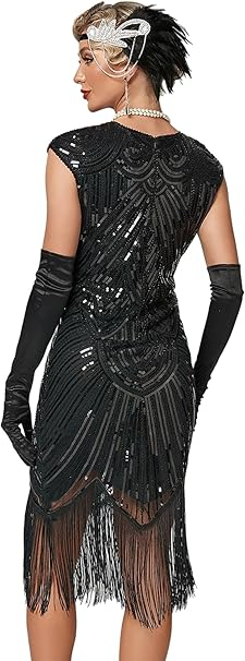 Rochie eleganta scurta, mulata pe corp, fara mâneci, neagra cu paiete 2XL [5]