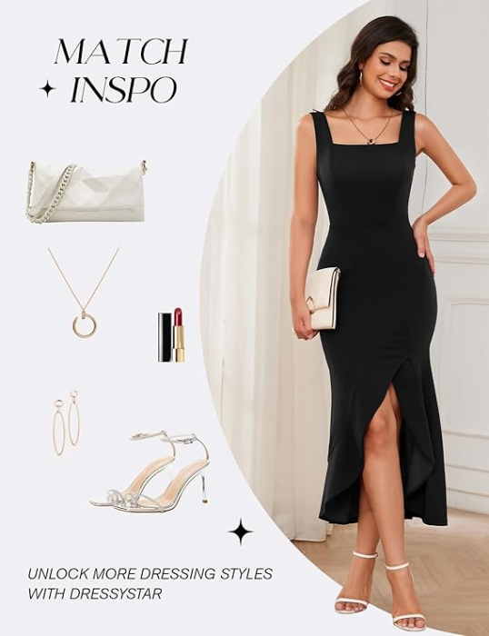 Rochie eleganta lunga, mulata pe corp, fara mâneci, neagra S [5]