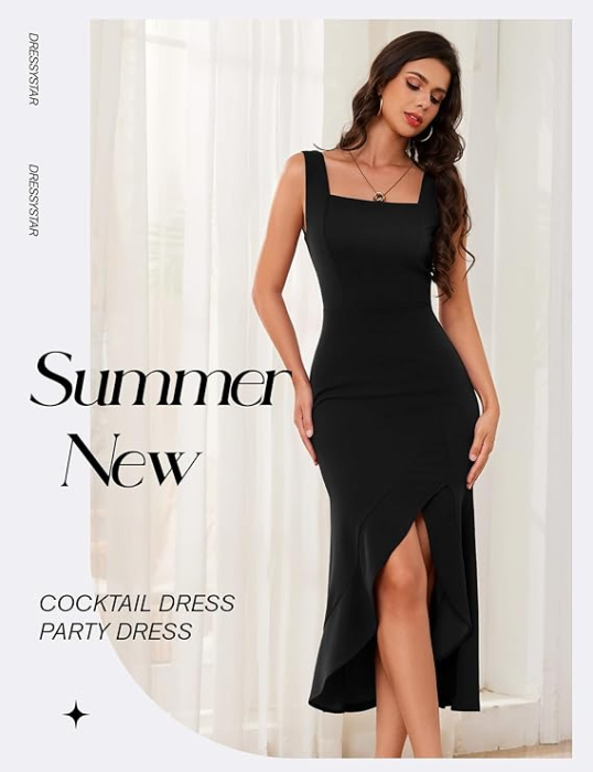 Rochie eleganta lunga, mulata pe corp, fara mâneci, neagra S [2]