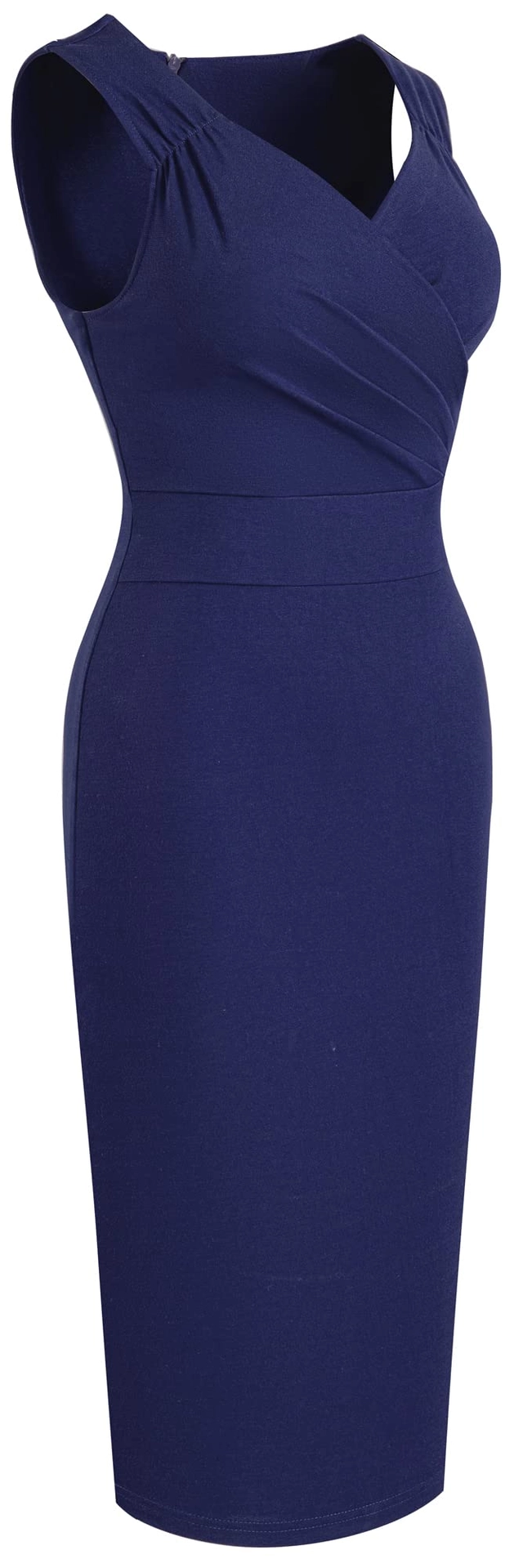 Rochie eleganta scurta, mulata pe corp, mâneci scurte, albastra 2XL [3]