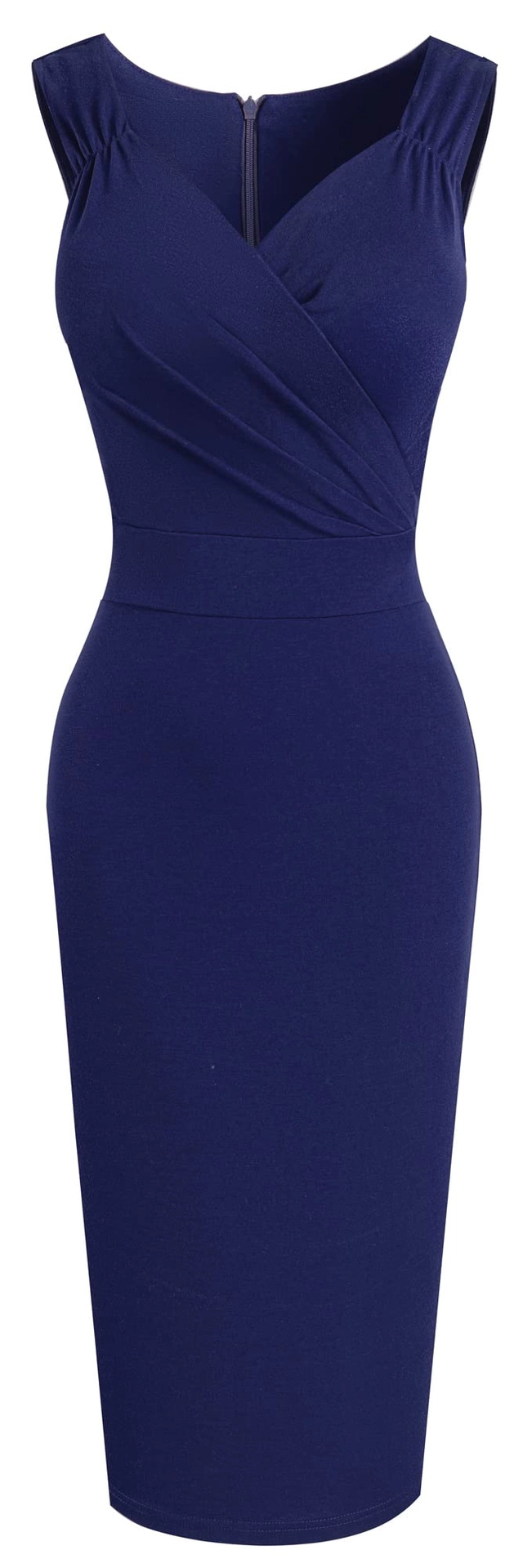 Rochie eleganta scurta, mulata pe corp, mâneci scurte, albastra 2XL [2]