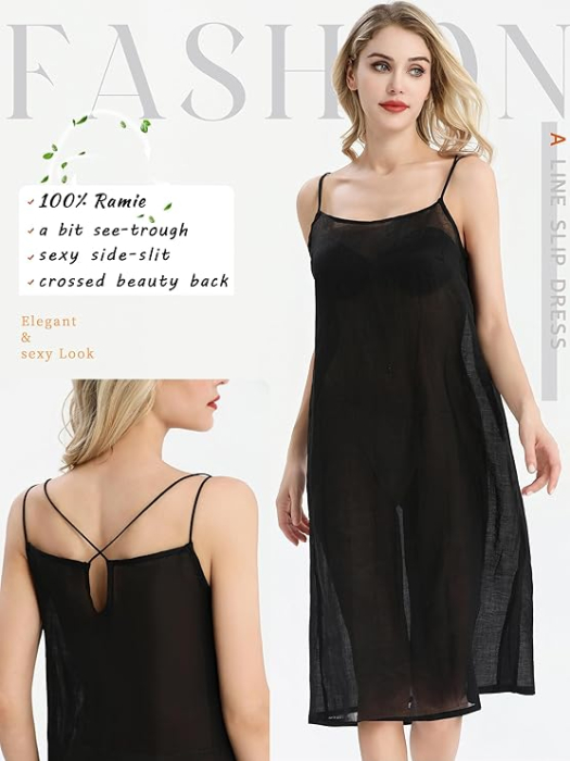 Rochie lejera de somn/plaja pentru femei, din material moale, neagra M [2]