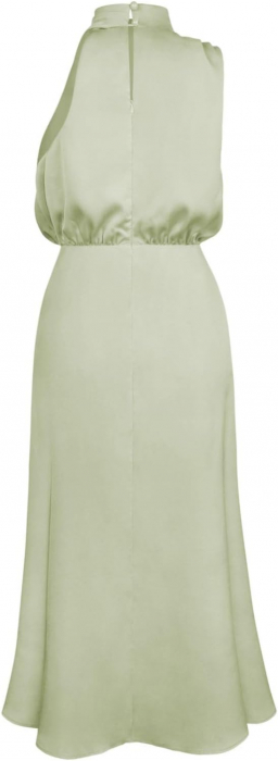 Rochie lunga eleganta din satin, fara maneci, verde deschis, marimea S [2]