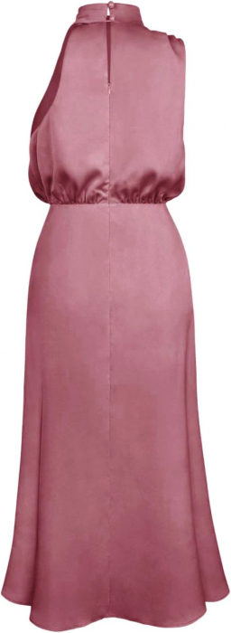Rochie lunga eleganta din satin, fara maneci, Roz inchis, marimea S [2]