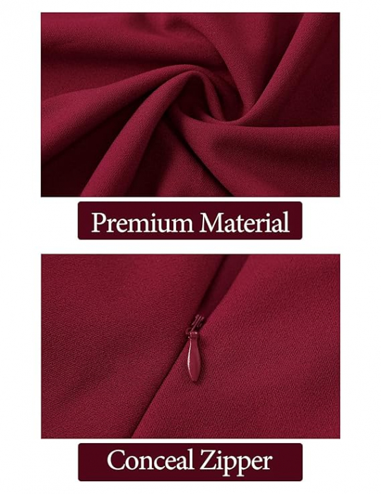 Rochie lunga, fara maneci, cu dantele visinie S [4]