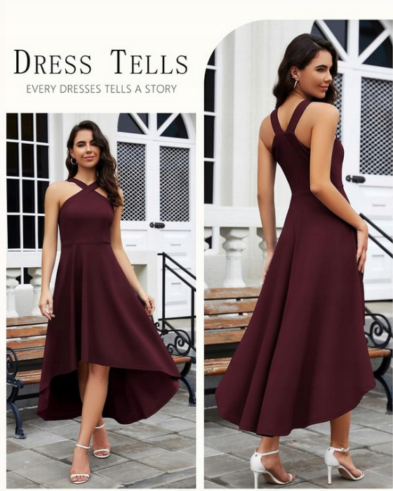 Rochie visinie eleganta de vara,lungime peste genunchi, decolteu in V, fermoar ascuns pe spate, XL [4]