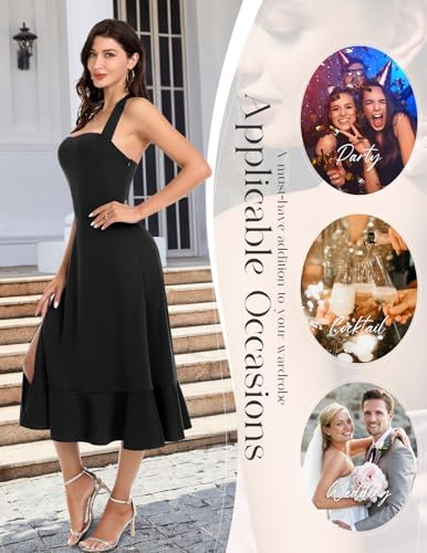Rochie neagra eleganta de vara, umeri goi, fermoar ascuns pe spate, L [4]